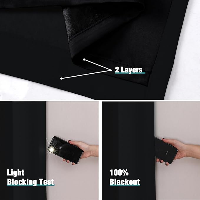 ChrisDowa 100% Blackout Curtains 72 inch Long - Image 4