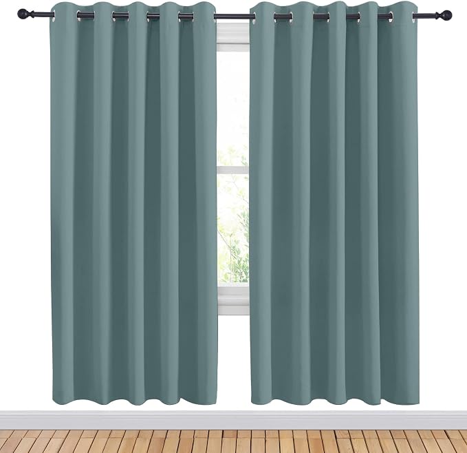 NICETOWN Greyish Blue Blackout Draperies Curtains - Image 2