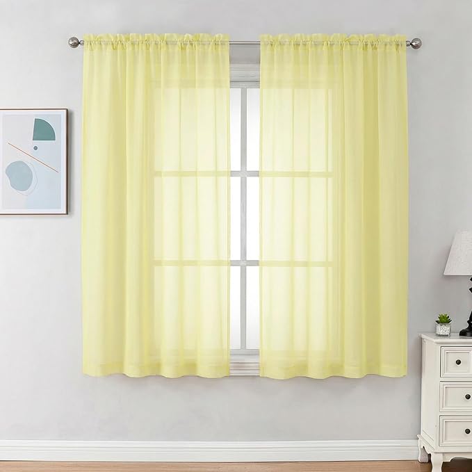 Chyhomenyc Sheer Curtains 63 Inch Length 2 Panels Set by Chyhomenyc