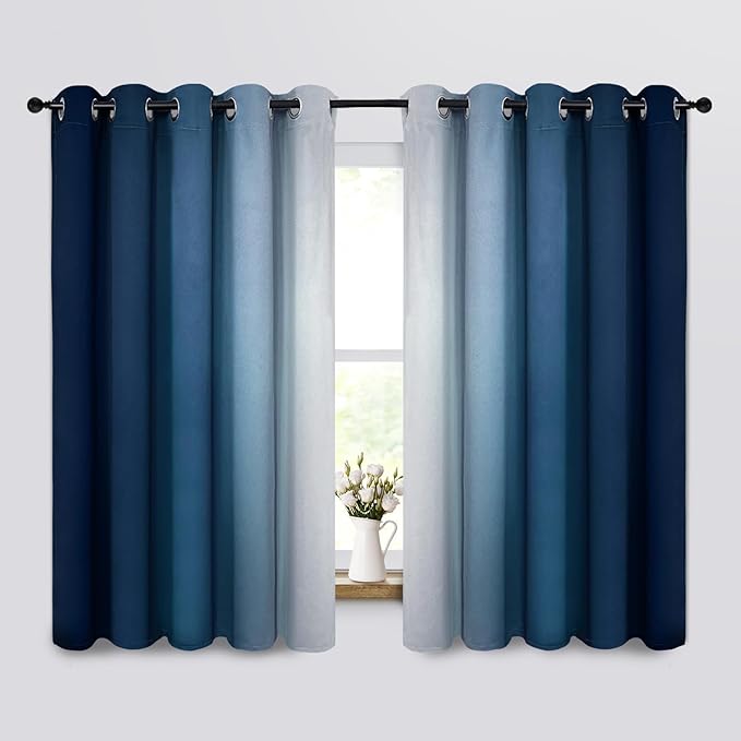 Yakamok Blue Ombre Curtains Room Darkening Grommet Curtains by Yakamok