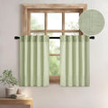 MIULEE Sage Green Kitchen Curtains 24 Inch Length 2 Panels, Soft Thick Linen by MIULEE