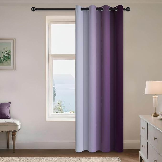 Yakamok Greyish White to Purple Ombre Curtain by Yakamok