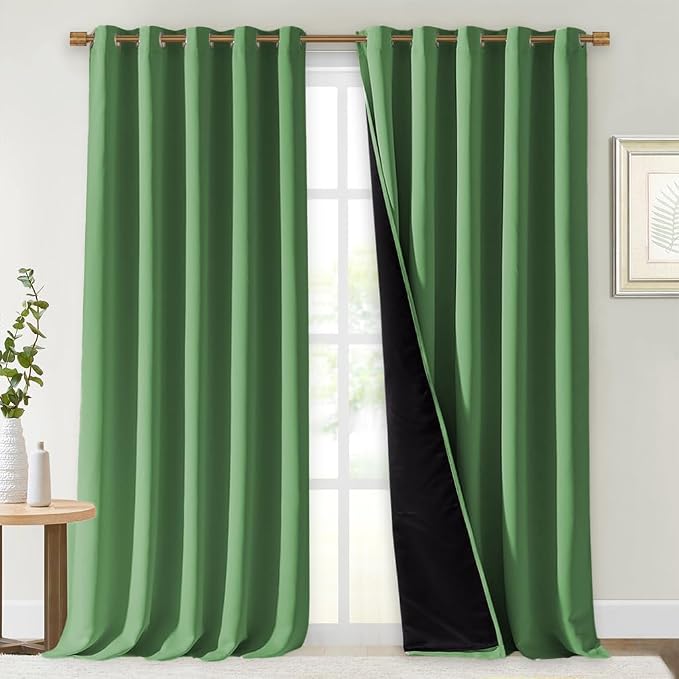 NICETOWN Total Shade Curtains and Draperies, Forest Green, Package of 2 by NICETOWN