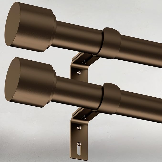 GEEBOBO 2 Pack Bronze Curtain Rods by GEEBOBO