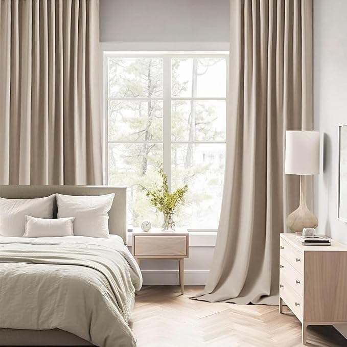 MIULEE Taupe Back Tab Blackout Curtains 72 Inches Long 2 Panels Set - Image 2