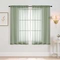 Sage Green Window Sheer Curtains 45 Inches Length, Voile Short Curtains by Home