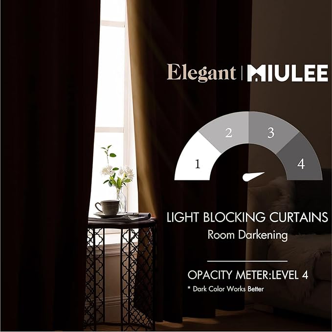 MIULEE Blackout Room Darkening Curtains Thermal Insulated Drapes Solid Window - Image 2