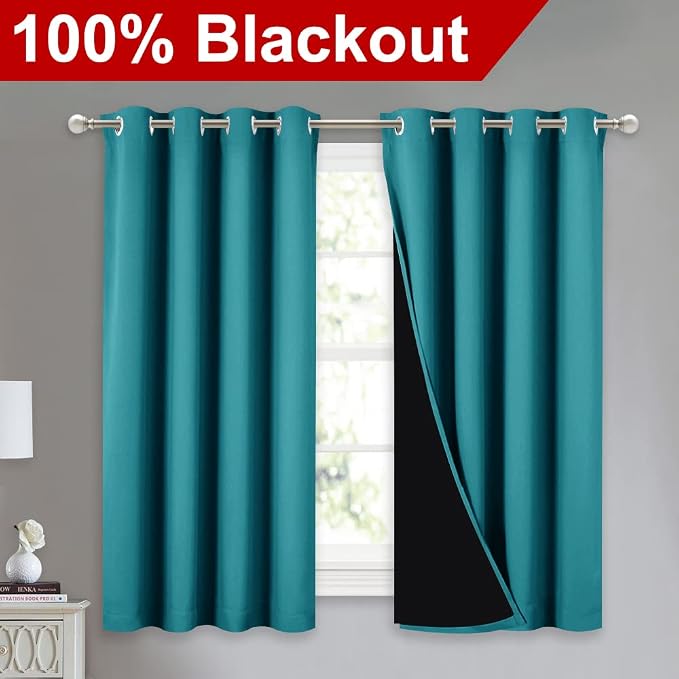 NICETOWN 100% Blackout Curtains 54 inches Long, Double-Deck Completely Blackout - Image 2