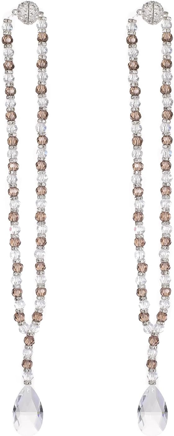 SUQ I OME 1 Pair of Luxury Crystal Beaded Magnetic Curtain Tieback and Holdback - Image 2