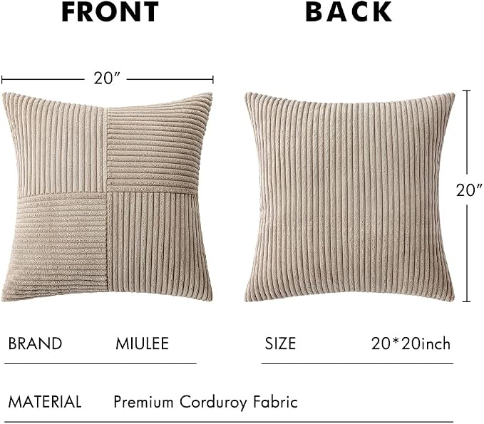 MIULEE Light Brown Decorative Throw Pillow Covers 20x20 Inch - Image 6