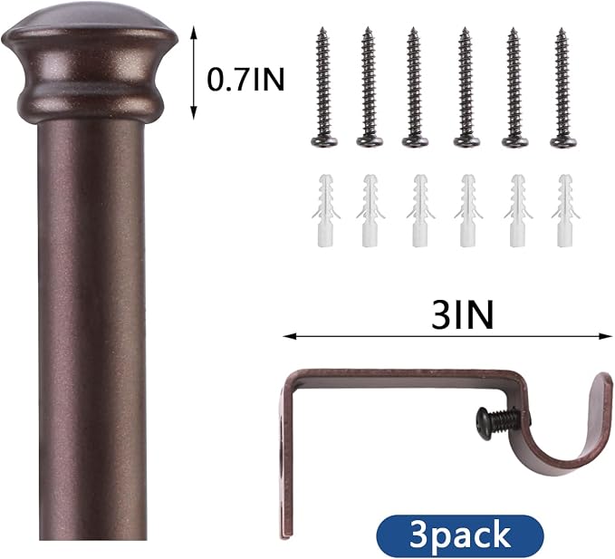 Standard Decorative Window Curtain Rods 30 to 116 Inch, 5/8 Inch Diameter Small - Image 5