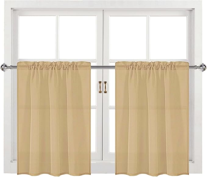 DWCN Taupe Sheer Curtains for Kitchen Windows - Image 9