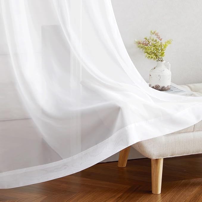 NICETOWN Sheer White Sliding Door Curtains - Image 6