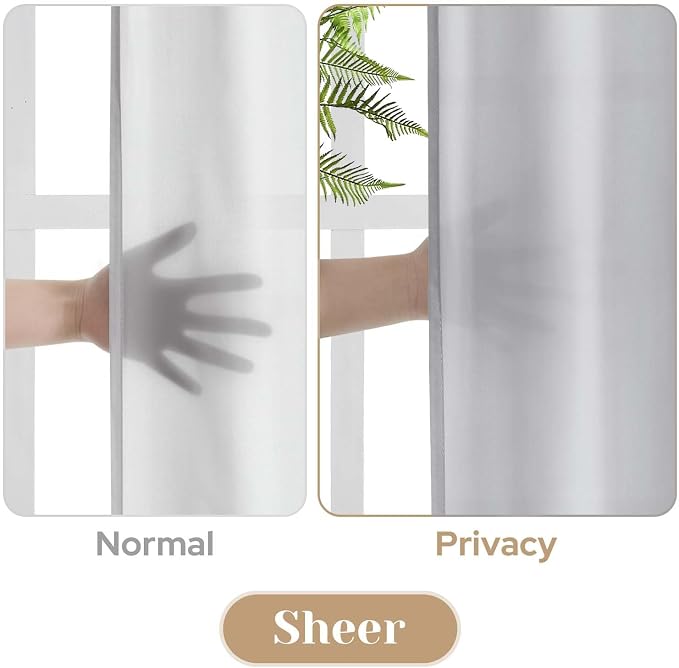 HOMEIDEAS Non-See-Through Light Grey Privacy Sheer Curtains, 52 X 45 Inches - Image 3