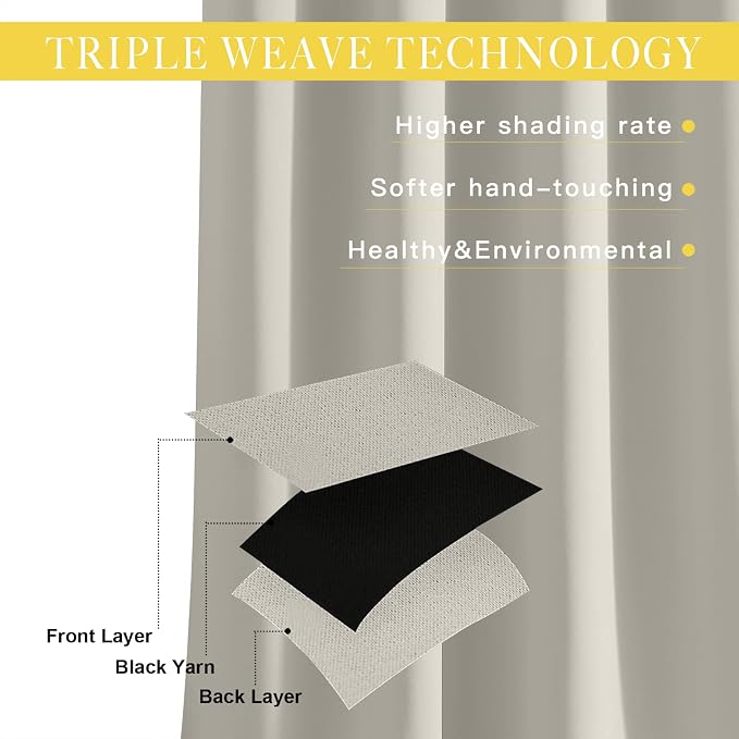 NICETOWN Blackout Patio Curtains 100 x 144 Inches Long - Image 2