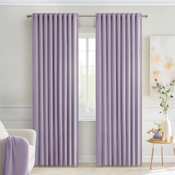 MIULEE Lilac Back Tab Blackout Curtains 84 Inch Length 2 Panels Set by MIULEE