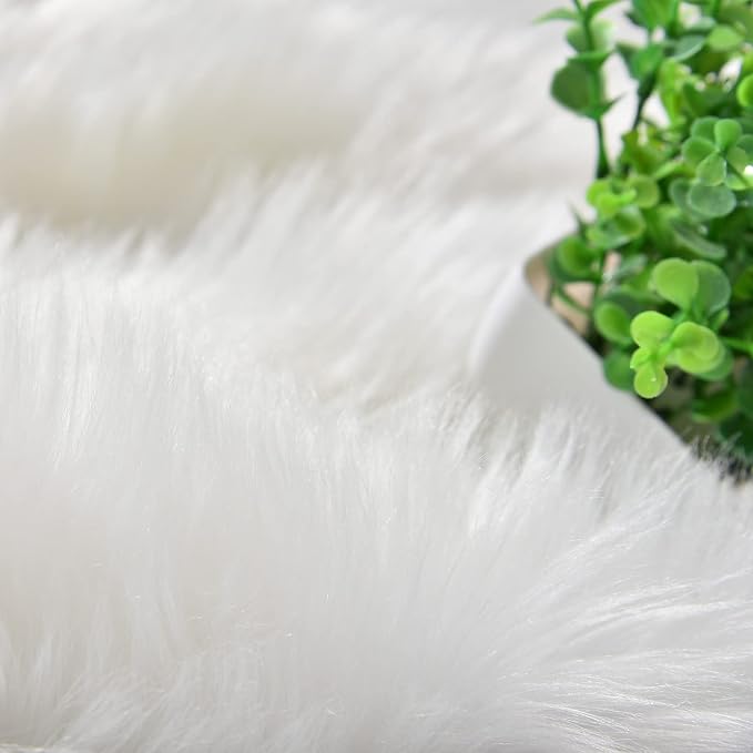 Goolela White Fluffy Faux Fur Rug - Image 7