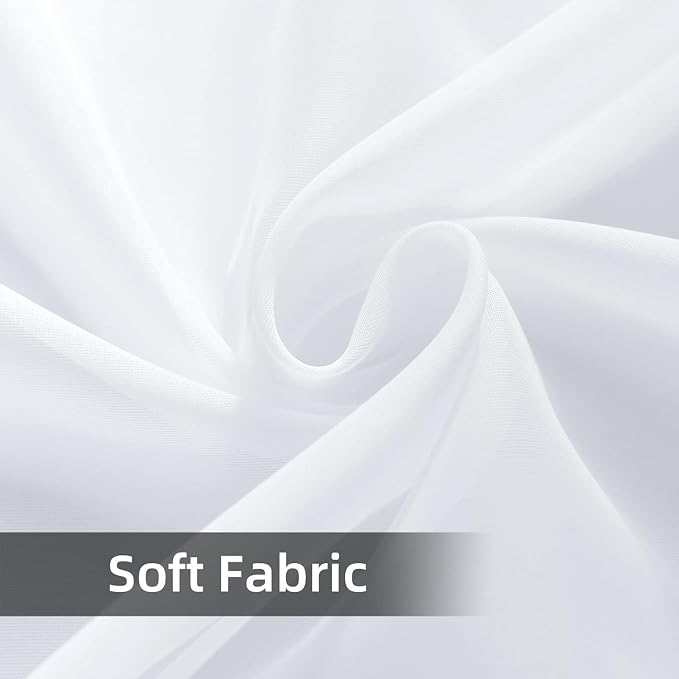 youleyar Solid Sheer Rod Pocket Curtain Voile Draperies 2 Panels White Beige - Image 7