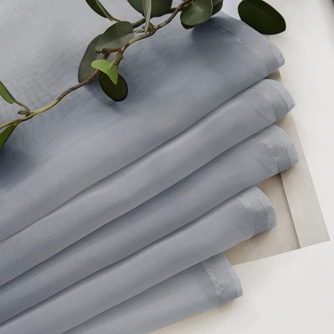 MIULEE 2 Panels Kitchen Tiers Half Window Sheer Curtains Rod Pocket Translucent - Image 5