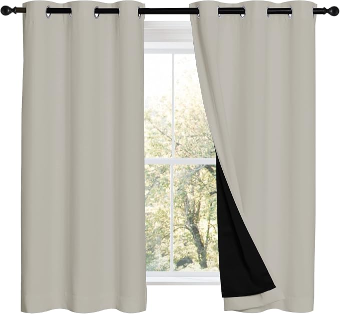 NICETOWN 100% Blackout Curtains 54 inches Long, Double-Deck Completely Blackout - Image 2