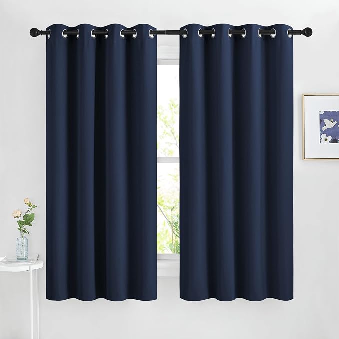 NICETOWN Blackout Navy Curtains 63 inch Length by NICETOWN