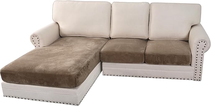 H.VERSAILTEX Velvet Stretch Sectional Couch Covers 3 Pieces Sofa Seat Cushion by HVERSAILTEX