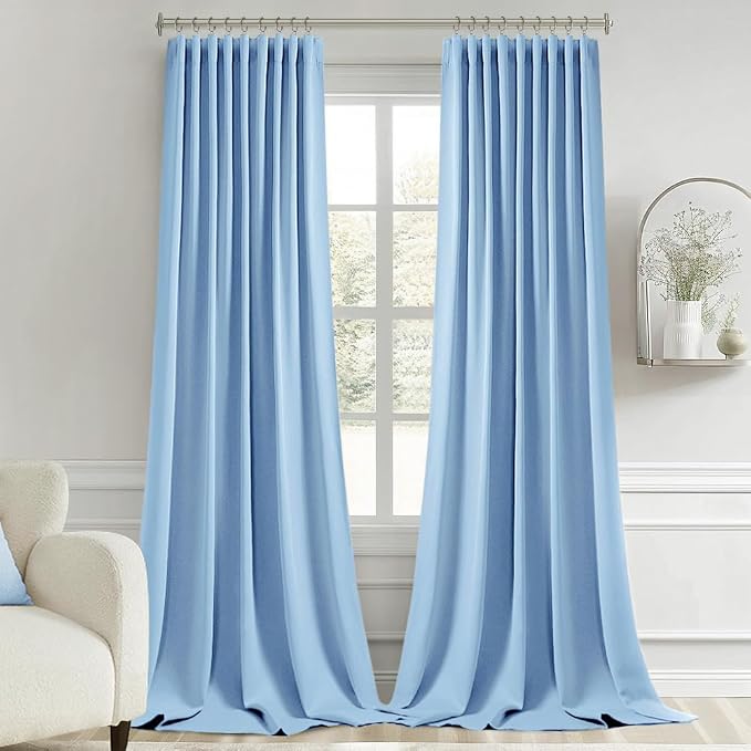 MIULEE Sky Blue Back Tab Blackout Curtains 102 Inch Long 2 Panels Set - Image 9
