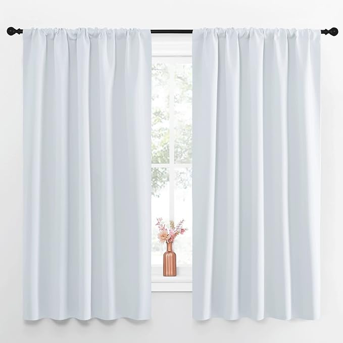 NICETOWN Greyish White Bedroom Curtain Panels - Image 2