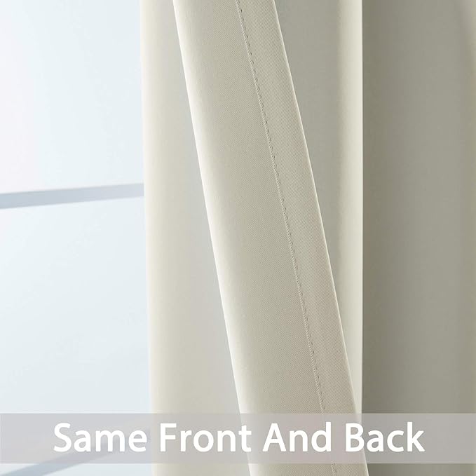 Yakamok 36 Inch Room Darkening Curtains, Light Beige, 2 Panels - Image 6
