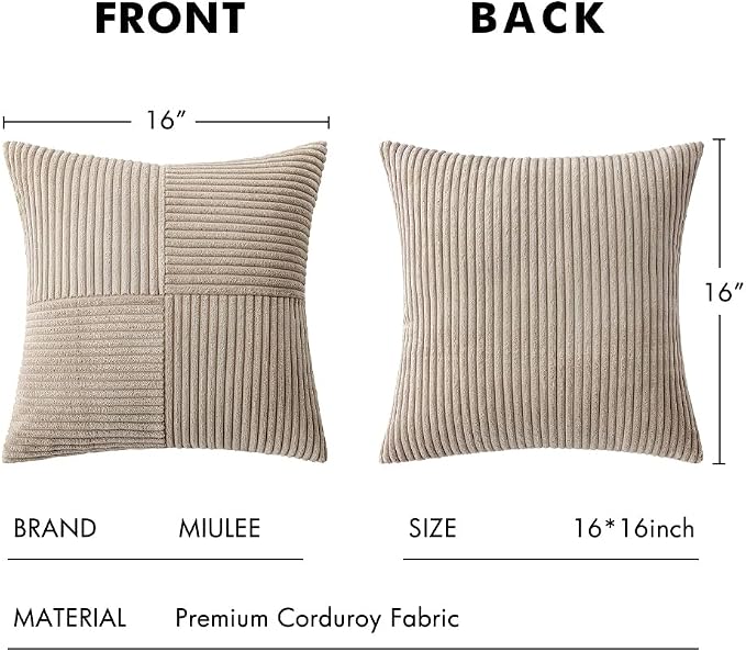 MIULEE Light Brown Decorative Throw Pillow Covers 16x16 Inch - Image 6