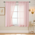 Blush Sheer Curtains 63 Inch Length 2 Panels, Voile Sheer Curtain by Home