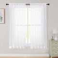White Sheer Curtains 63 Inch Length 2 Panels Set by WelvetBLK