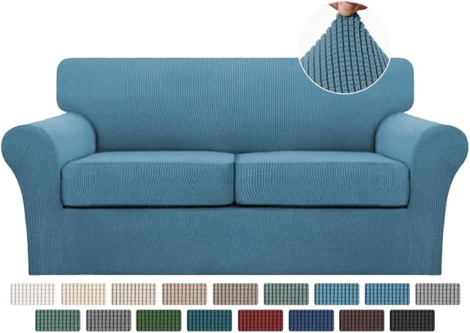 Turquoize 3 Piece Sofa Covers for 2 Cushion Couch Sofa Slipcover Soft Couch by Turquoize