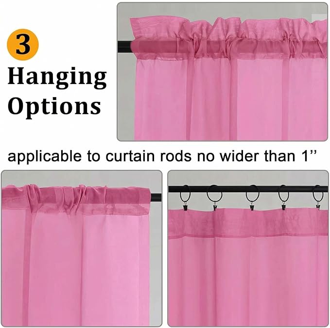 Gwine Sheer Curtains for Bedroom 54 inches Long - Image 2