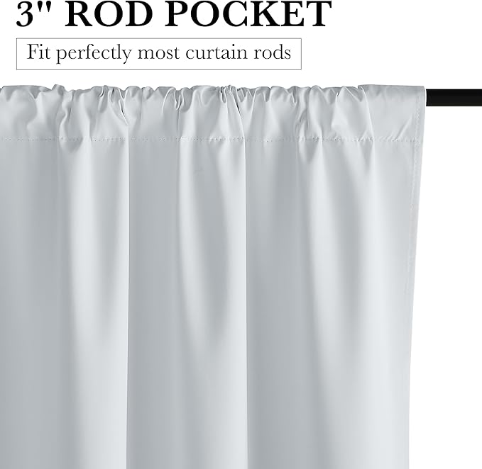 RYB HOME White 100% Blackout Curtains, Thermal Insulated Heat & UV Blocking - Image 2