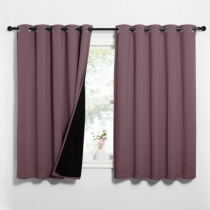 NICETOWN Dry Rose 100% Blackout Lined Curtains, 2 Thick Layers Completely by NICETOWN