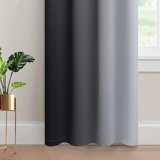 Yakamok Light Blocking Grommet Ombre Curtains, Symmetrical Gradient Color - Image 4
