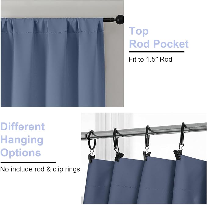 Simplebrand Ava Denim Blue Blackout Curtains - Image 3