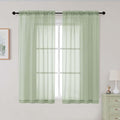 Light Green Sheer Curtains for Bedroom Living Room 54 Inch Length 2 Panels Set by WelvetBLK