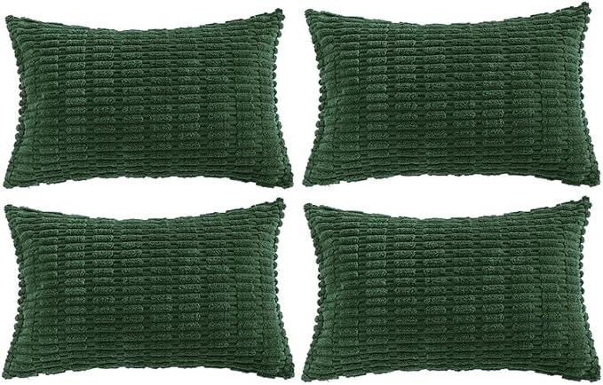 Fancy Homi Set of 4 Dark Green Lumbar Rectangle Decorative Throw Pillow Covers by Fancy+Homi