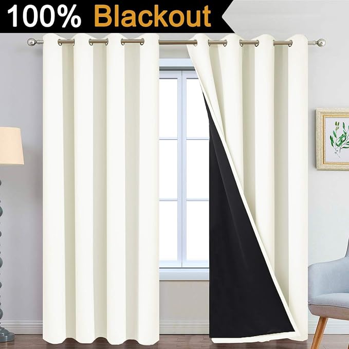 Yakamok 100% Cream Blackout Curtains - Image 2