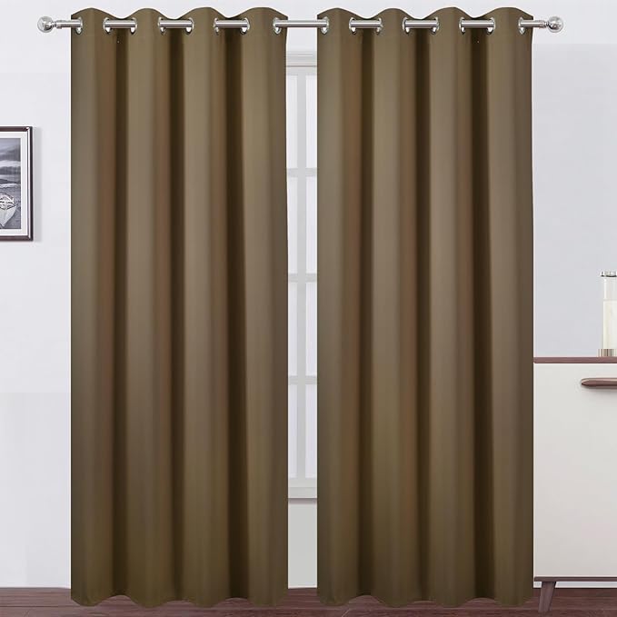 LEMOMO Blackout Curtains 52 x 108 inch/Brown Curtains Set of 2 Panels/Thermal by Lemomo