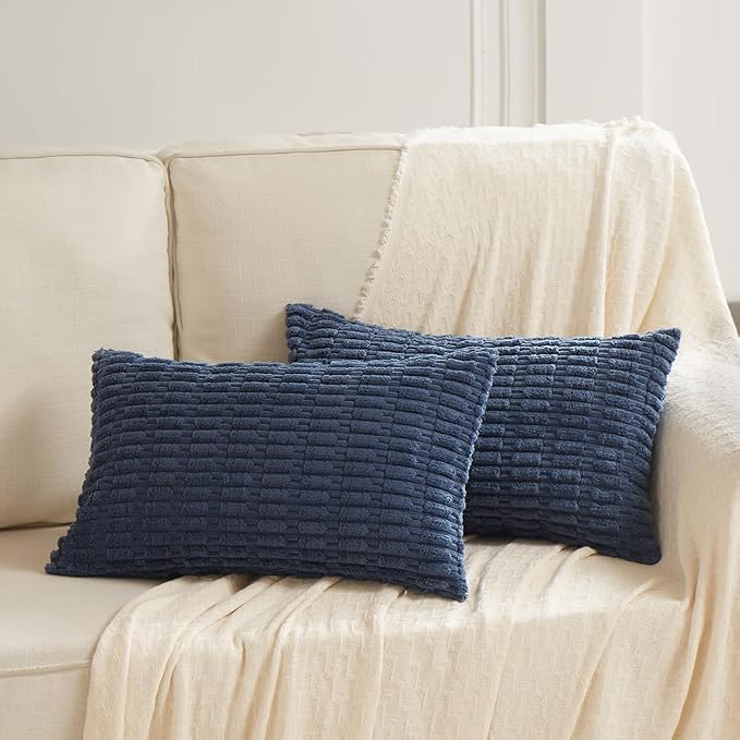 Fancy Homi 4 Packs Dusty Blue Decorative Throw Pillow Covers 12x24 Inch - Image 6
