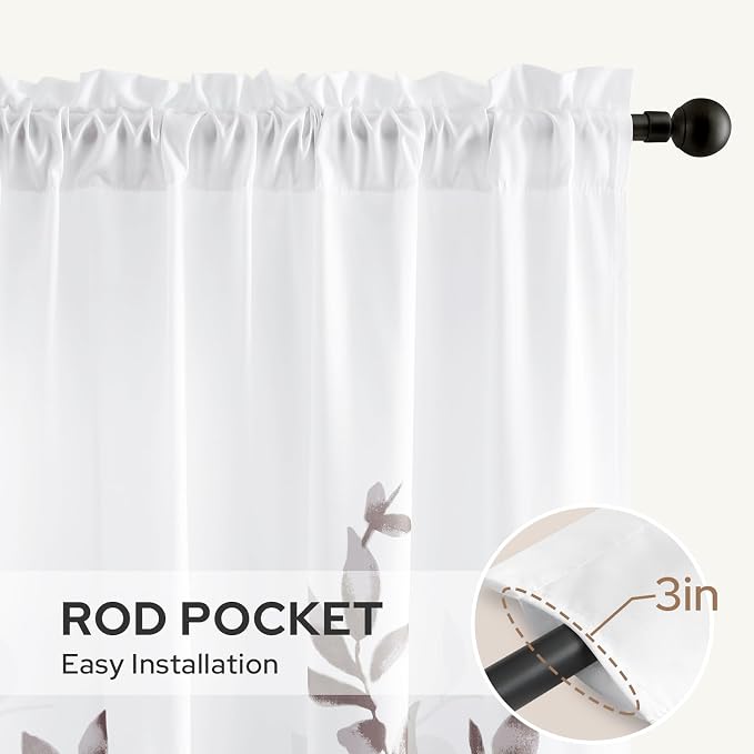 HOMEIDEAS Non-See-Through Dry Rose and White Privacy Sheer Curtains 52 X 63 - Image 6