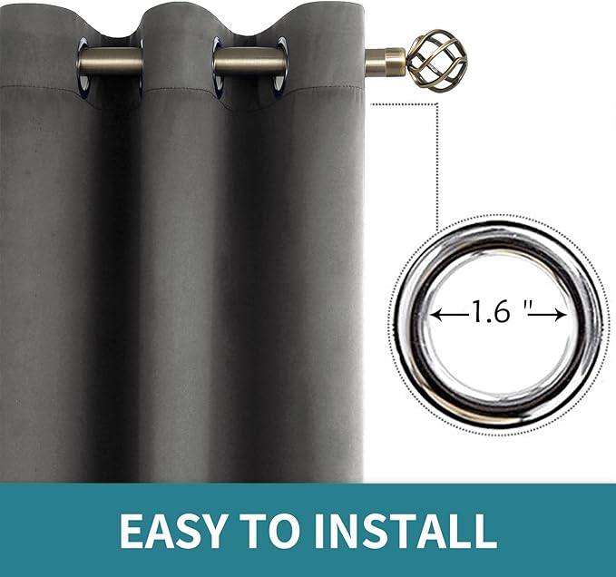 BGment Dark Grey Blackout Curtains - Image 5