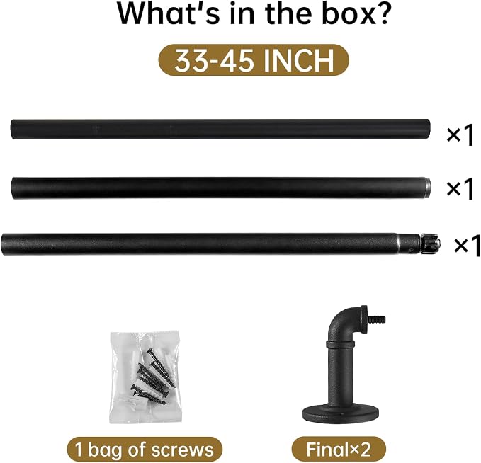 2 Pack Industrial Curtain Rods for Windows 28 to 48 Inches, for Indoor and - Image 5