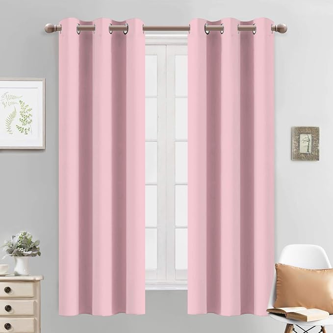 Yakamok Pink Blackout Curtains 63 Inch Long by Yakamok
