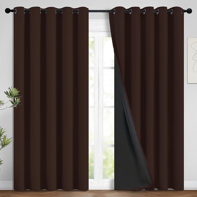 Yakamok 100% Blackout Curtains for Bedroom, 2 Thick Layers Thermal Insulated by Yakamok