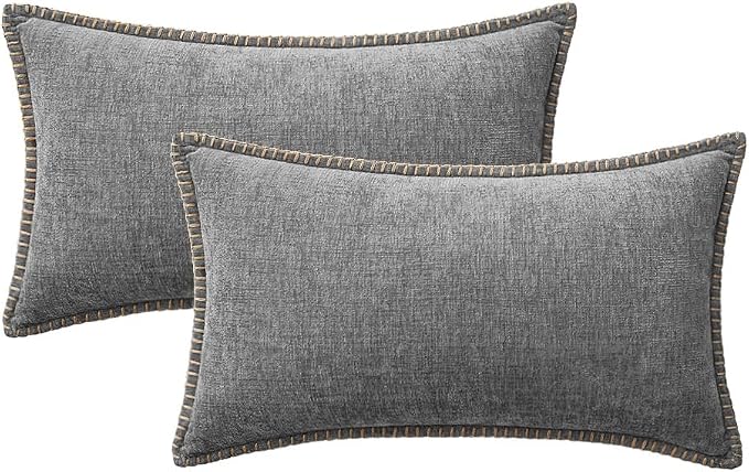 MIULEE Pack of 2 Couch Throw Pillow Covers 12x20 Inch Dark Gray Farmhouse - Image 6
