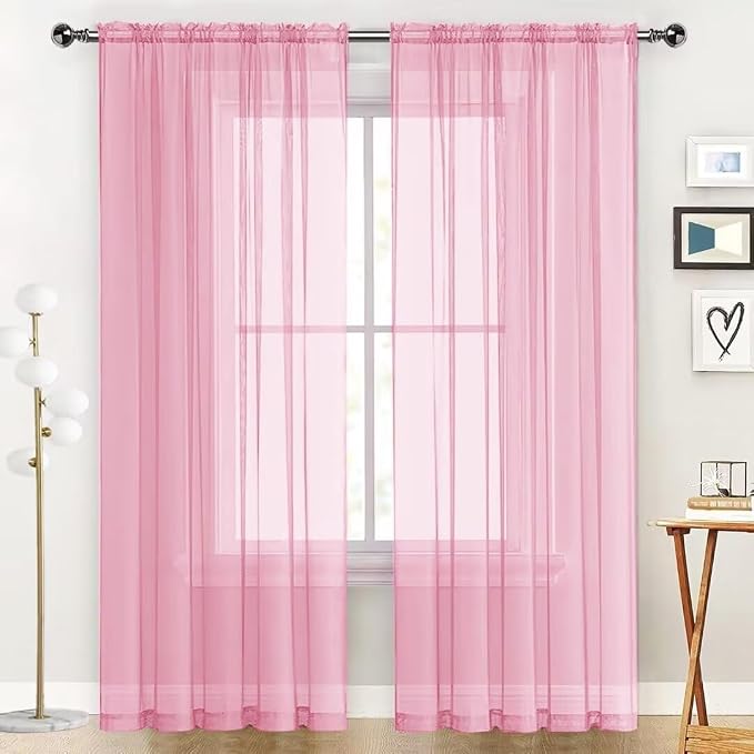 SpaceDresser Sheer Voile Window Treatment Rod Pocket Curtain Panels by SpaceDresser